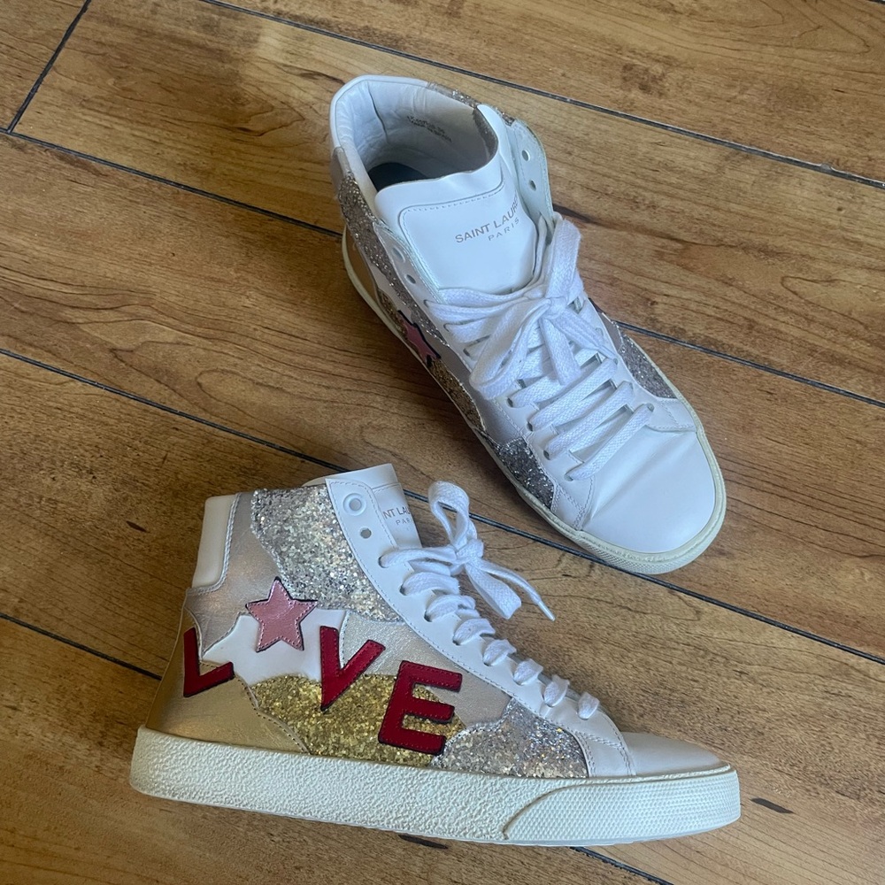 Saint Laurent Court Classic Love Sneakers sz 36